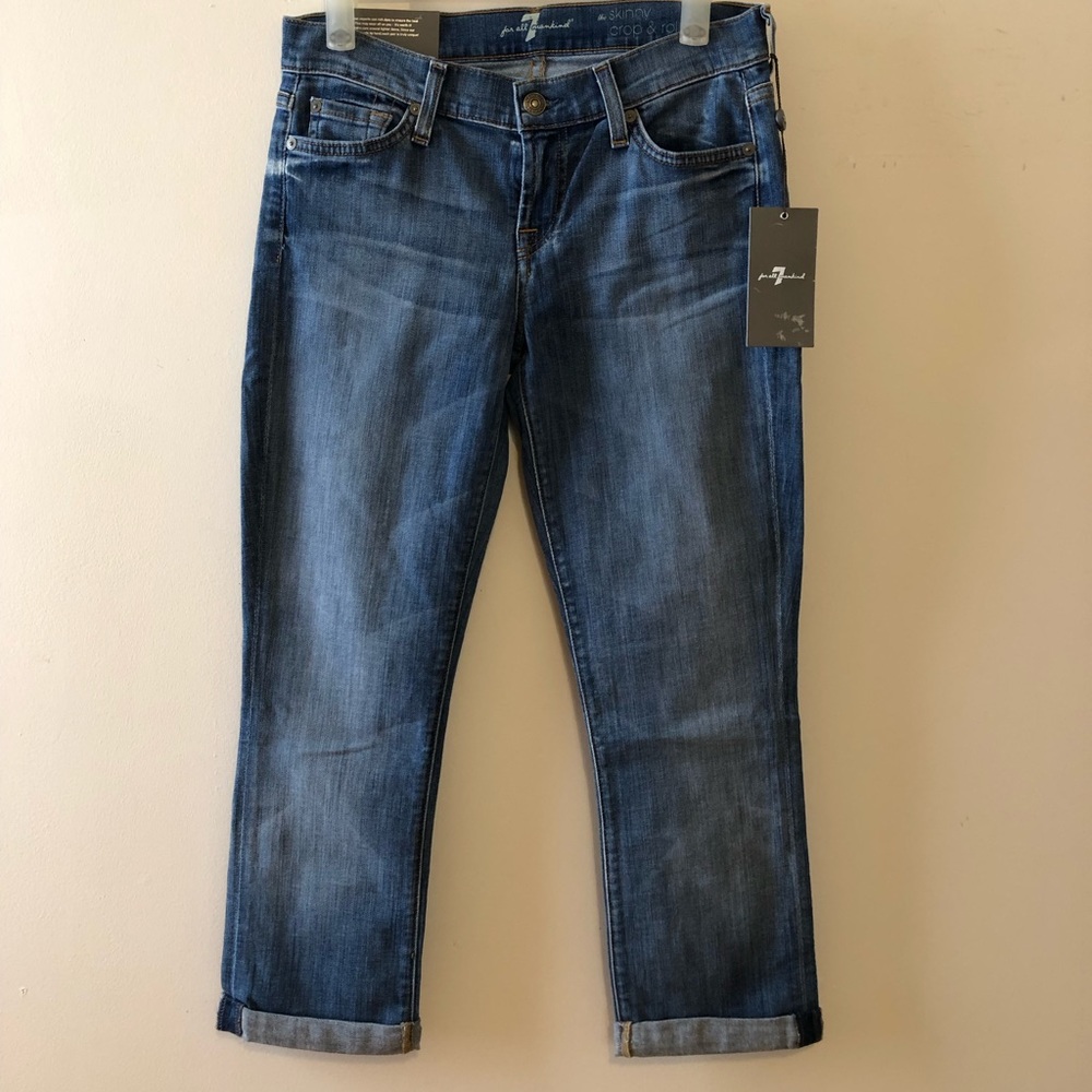NWT Seven For All Mankind Women’s Mid-Rise Skinny Roll Up Crop Jeans